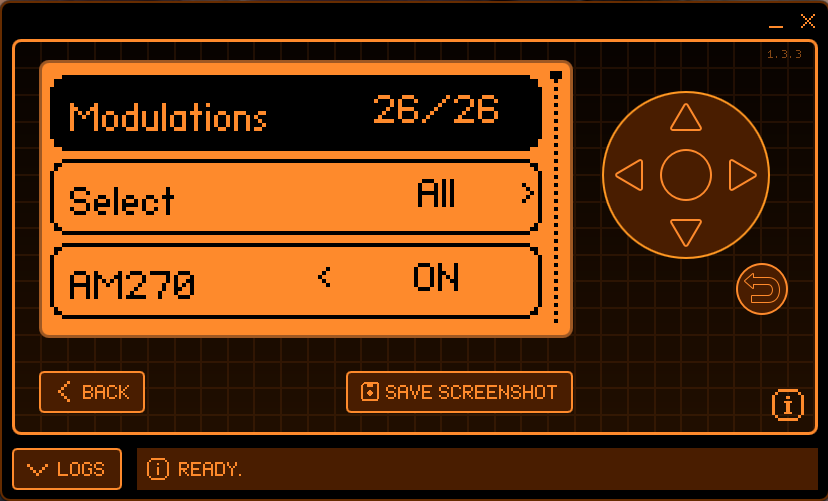 Modulations list with AM270 enabled